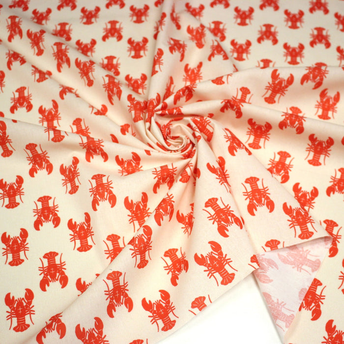 Tissu cotonnade HOMARD vermillon, 4 couleurs disponibles - OEKO - TEX STANDARD 100 - TissusPapi.com