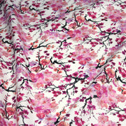Tissu cotonnade SAKURA ROSE : jardin japonais aux fleurs de cerisier roses & fuchsia - TissusPapi.com