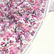 Tissu cotonnade SAKURA ROSE : jardin japonais aux fleurs de cerisier roses & fuchsia - TissusPapi.com