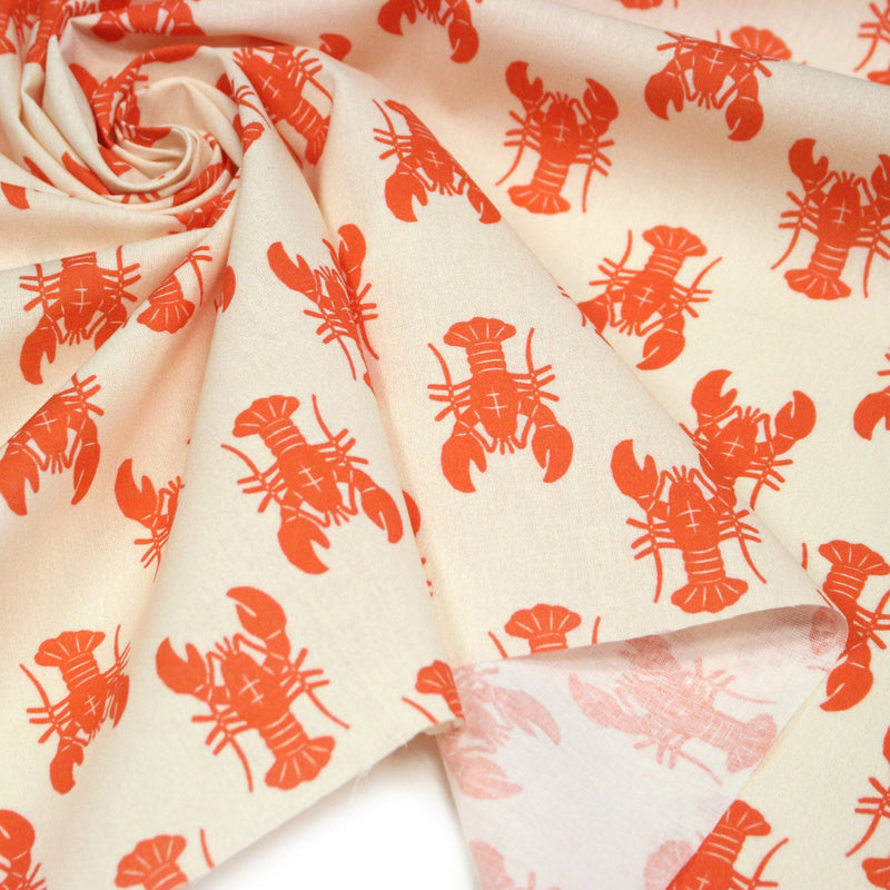 Tissu cotonnade HOMARD vermillon, 4 couleurs disponibles - OEKO - TEX STANDARD 100 - TissusPapi.com