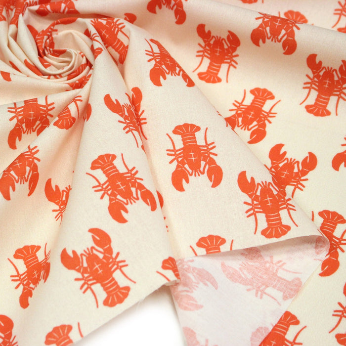 Tissu cotonnade HOMARD vermillon, 4 couleurs disponibles - OEKO - TEX STANDARD 100 - TissusPapi.com