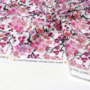 Tissu cotonnade SAKURA ROSE : jardin japonais aux fleurs de cerisier roses & fuchsia - TissusPapi.com