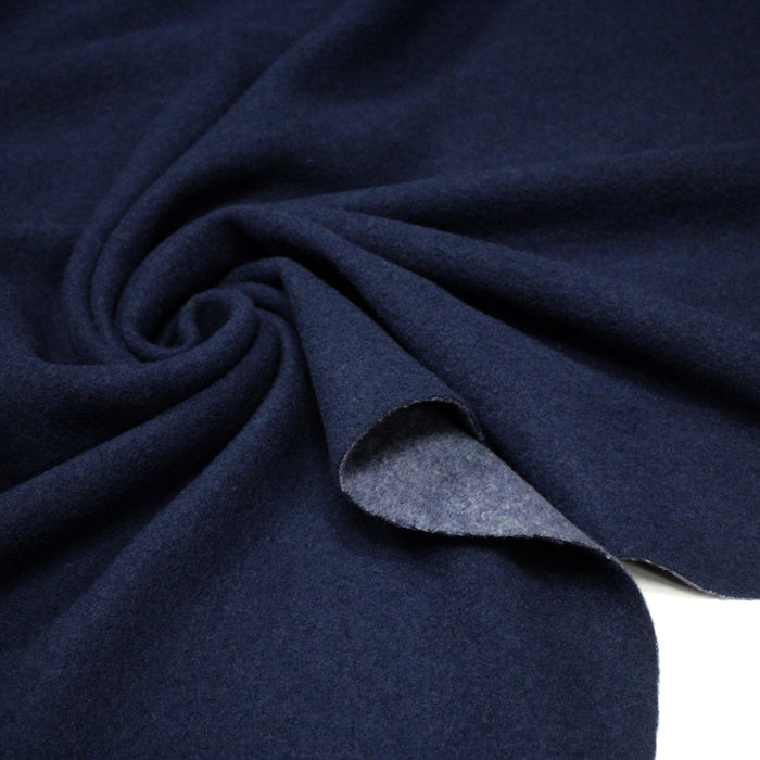 Tissu Lainage bleu marine, fabrication française