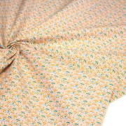 Tissu cotonnade motif japonais SEIGAIHA aux tons ocres et verts - OEKO - TEX - TissusPapi.com