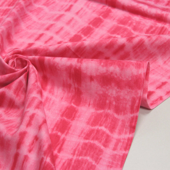 Tissu de coton tie & dye rose Bright Pink