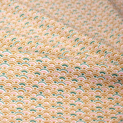 Tissu cotonnade motif japonais SEIGAIHA aux tons ocres et verts - OEKO - TEX - TissusPapi.com