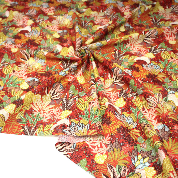 Tissu cotonnade TROPIC PANORAMA, fleuri multicolore, trois couleurs dispos - OEKO-TEX