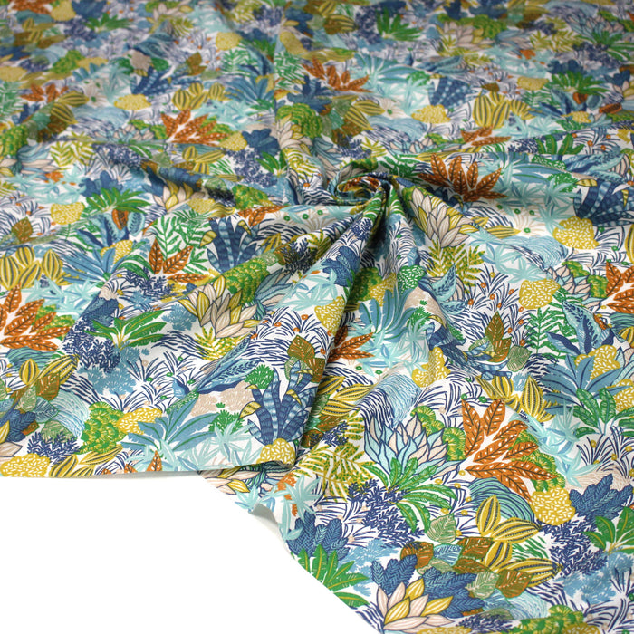 Tissu cotonnade TROPIC PANORAMA, fleuri multicolore, trois couleurs dispos - OEKO-TEX