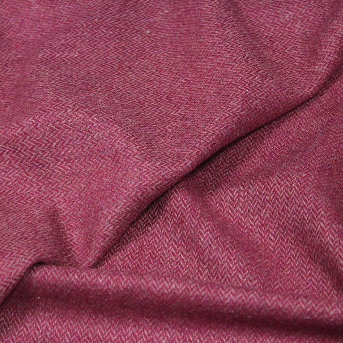 Tissu lainage tweed chevrons rose byzantin - Fabrication italienne