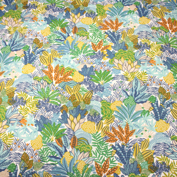 Tissu cotonnade TROPIC PANORAMA, fleuri multicolore, trois couleurs dispos - OEKO-TEX