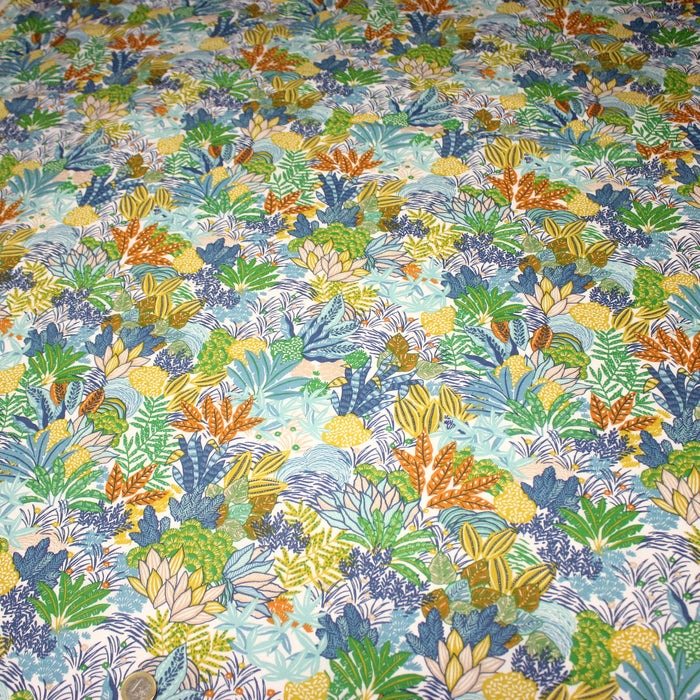 Tissu cotonnade TROPIC PANORAMA, fleuri multicolore, trois couleurs dispos - OEKO-TEX