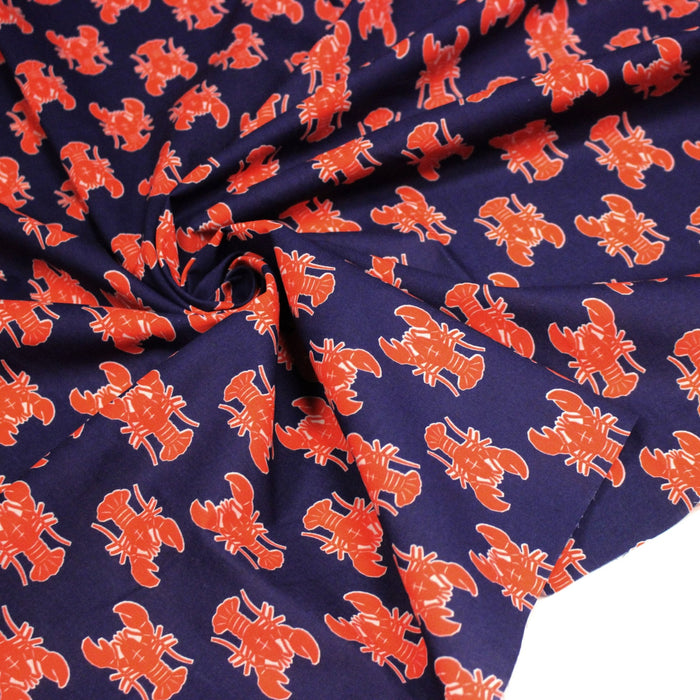 Tissu cotonnade HOMARD vermillon, 4 couleurs disponibles - OEKO - TEX STANDARD 100 - TissusPapi.com