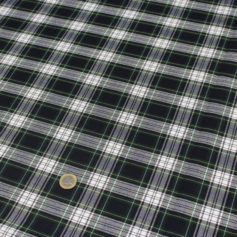 Tissu habillement Tartan carreaux motif traditionnel bleu marine, vert et blanc - OEKO - TEX® - TissusPapi.com