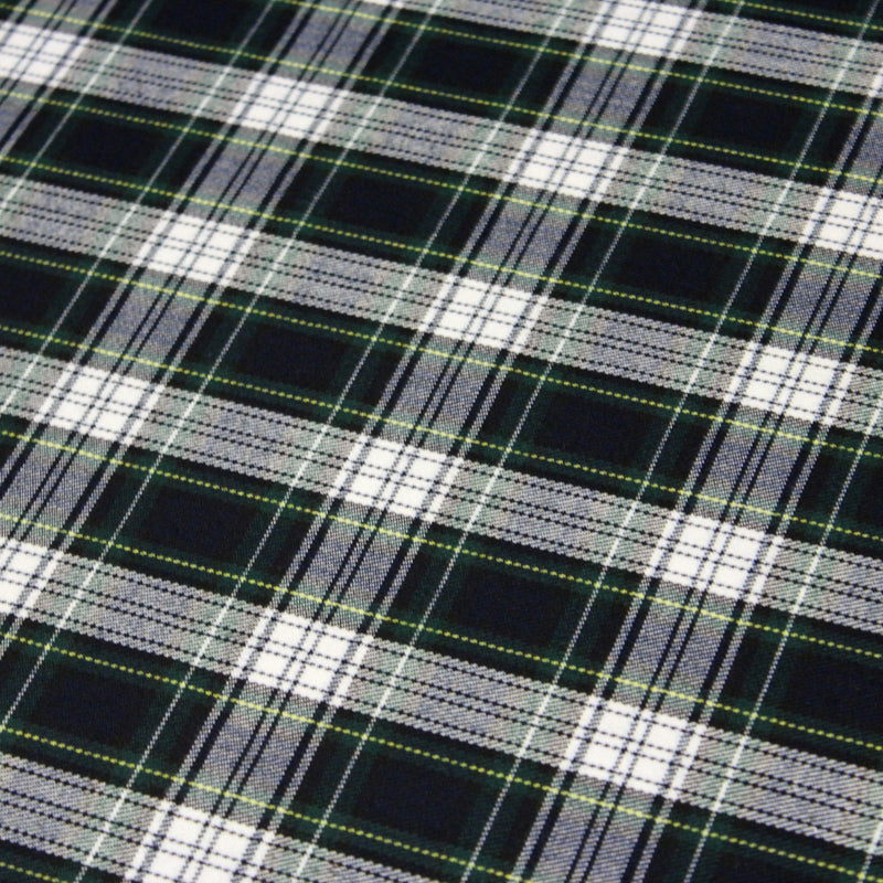 Tissu habillement Tartan carreaux motif traditionnel bleu marine, vert et blanc - OEKO - TEX® - TissusPapi.com