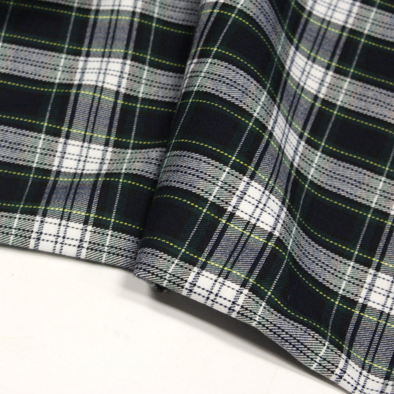 Tissu habillement Tartan carreaux motif traditionnel bleu marine, vert et blanc - OEKO - TEX® - TissusPapi.com