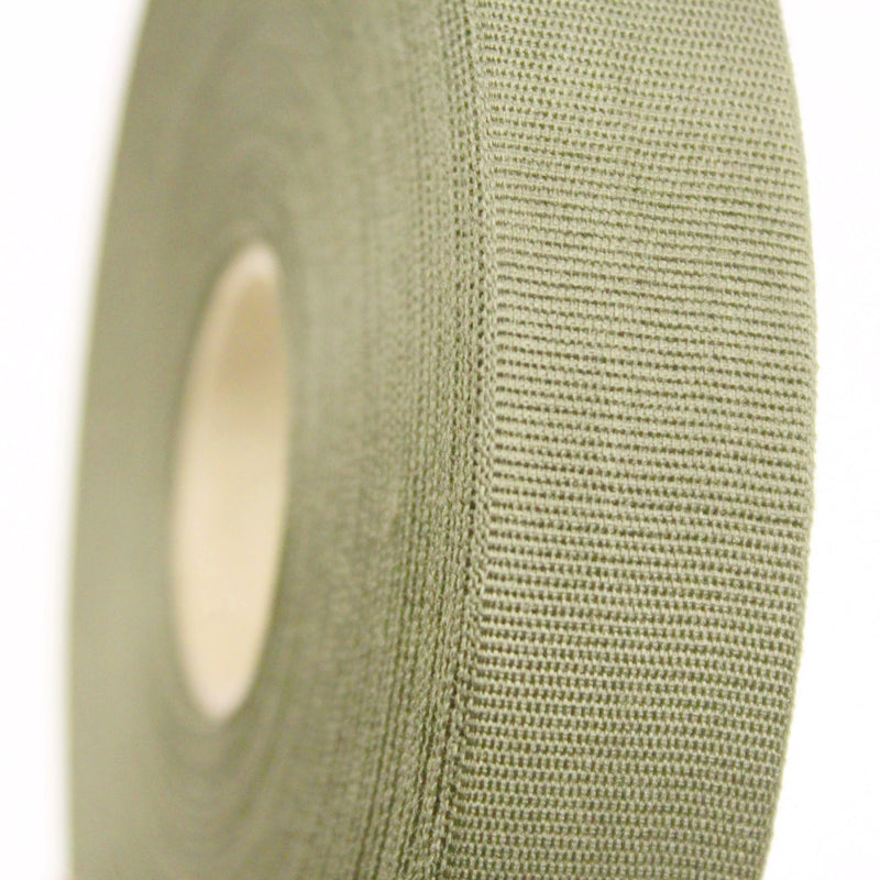 Ruban gros grain couleur vert kaki clair 25mm - Galette de 50 mètres - Fabrication française - TissusPapi.com