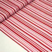 Tissu cotonnade aux rayures rouges, roses et blanches - TissusPapi.com
