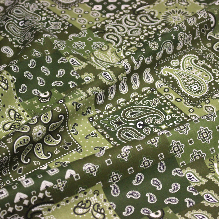 Tissu cotonnade, motif BANDANA paisley : rouge / bleu / vert - OEKO - TEX STANDARD 100 - TissusPapi.com