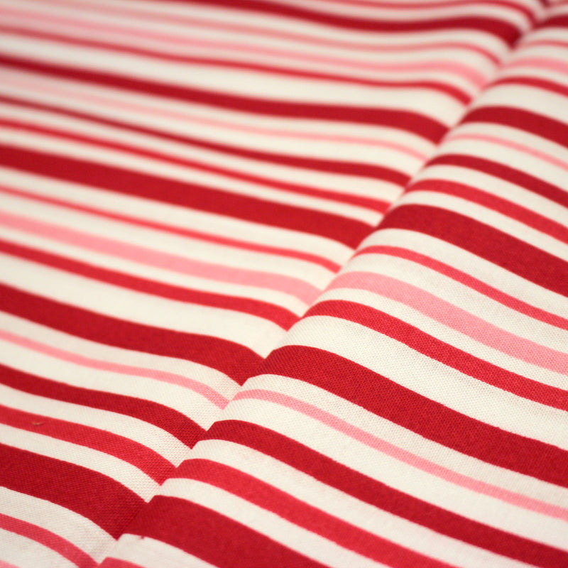 Tissu cotonnade aux rayures rouges, roses et blanches - TissusPapi.com
