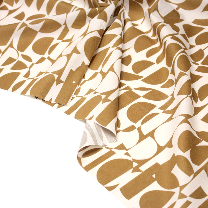 Tissu popeline coton motif géométrique ocre & écru - OEKO - TEX - TissusPapi.com