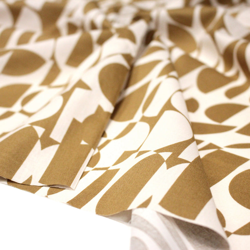 Tissu popeline coton motif géométrique ocre & écru - OEKO - TEX - TissusPapi.com