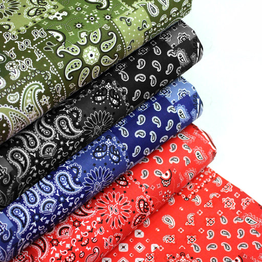 Tissu cotonnade, motif BANDANA paisley : rouge / bleu / vert / noir - OEKO - TEX STANDARD 100 - TissusPapi.com