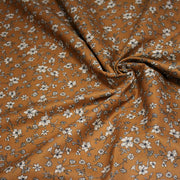Tissu popeline coton ocre aux fines fleurs écrues & noires - OEKO - TEX - TissusPapi.com