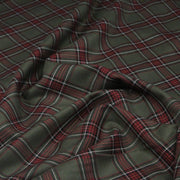 Tissu habillement Tartan carreaux motif traditionnel vert kaki noir et bordeaux - OEKO - TEX® - TissusPapi.com