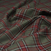 Tissu habillement Tartan carreaux motif traditionnel vert kaki noir et bordeaux - OEKO - TEX® - TissusPapi.com