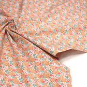Tissu cotonnade fleuri SEVENTIES ocre rose vert - STANDARD 100 OEKO - TEX - TissusPapi.com