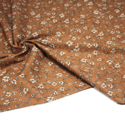 Tissu popeline coton ocre aux fines fleurs écrues & noires - OEKO - TEX - TissusPapi.com