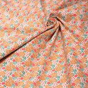 Tissu cotonnade fleuri SEVENTIES ocre rose vert - STANDARD 100 OEKO - TEX - TissusPapi.com