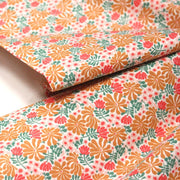 Tissu cotonnade fleuri SEVENTIES ocre rose vert - STANDARD 100 OEKO - TEX - TissusPapi.com