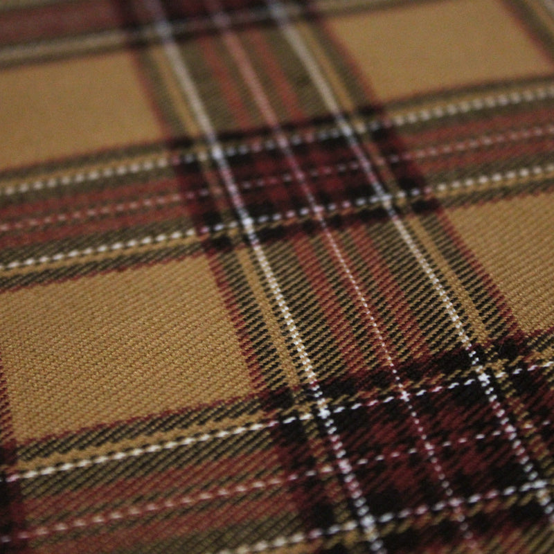 Tissu habillement Tartan carreaux motif traditionnel ocre, noir et bordeaux - OEKO - TEX® - TissusPapi.com
