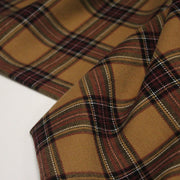 Tissu habillement Tartan carreaux motif traditionnel ocre, noir et bordeaux - OEKO - TEX® - TissusPapi.com