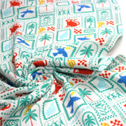 Tissu double gaze Palmiers, bananes et toucans - Collection SICILIA - STANDARD 100 OEKO - TEX - TissusPapi.com