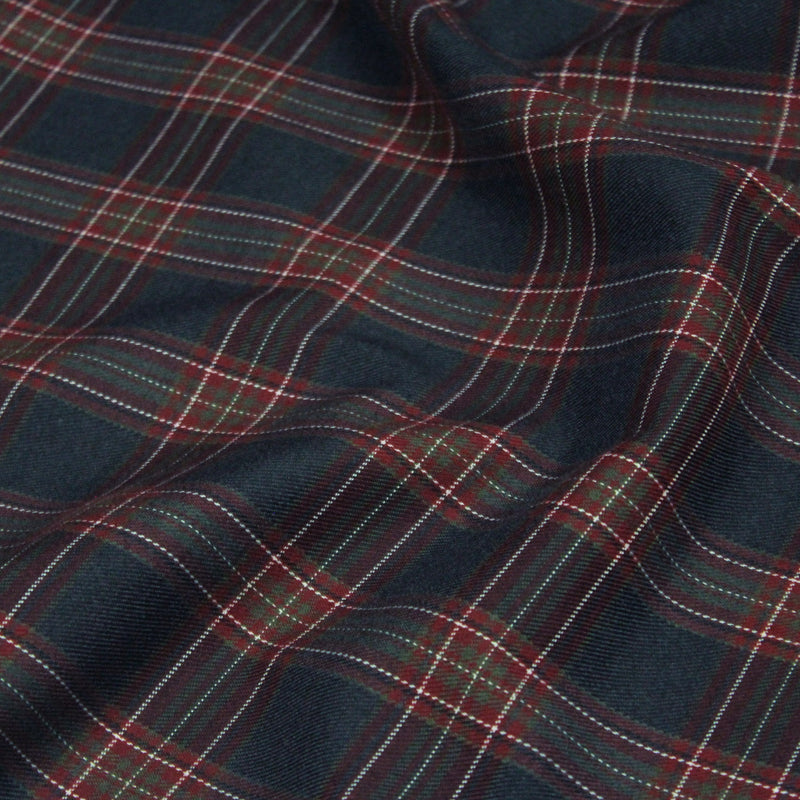 Tissu habillement Tartan carreaux motif traditionnel bleu marine et bordeaux - OEKO - TEX® - TissusPapi.com