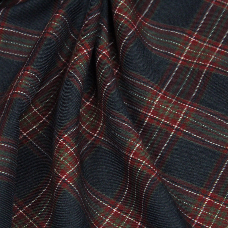Tissu habillement Tartan carreaux motif traditionnel bleu marine et bordeaux - OEKO - TEX® - TissusPapi.com