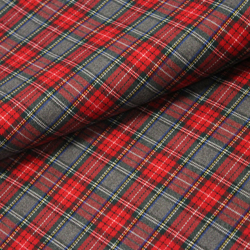 Tissu habillement Tartan carreaux motif traditionnel rouge, vert et gris - OEKO - TEX® - TissusPapi.com