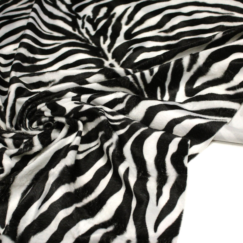 Tissu Velours imprimé motif ZEBRE : noir & blanc cassé - TissusPapi.com