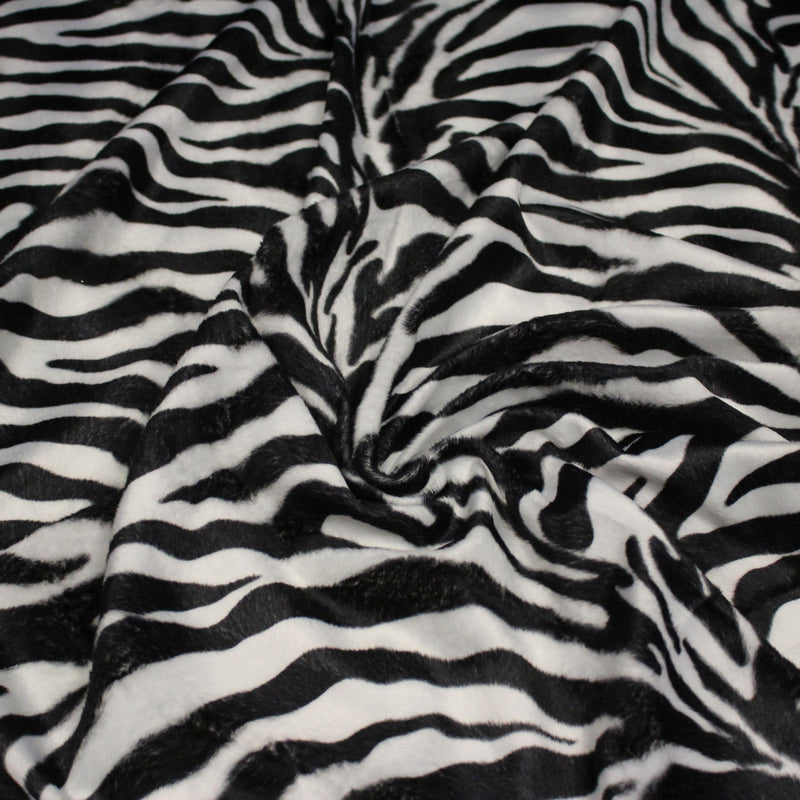 Tissu Velours imprimé motif ZEBRE : noir & blanc cassé - TissusPapi.com