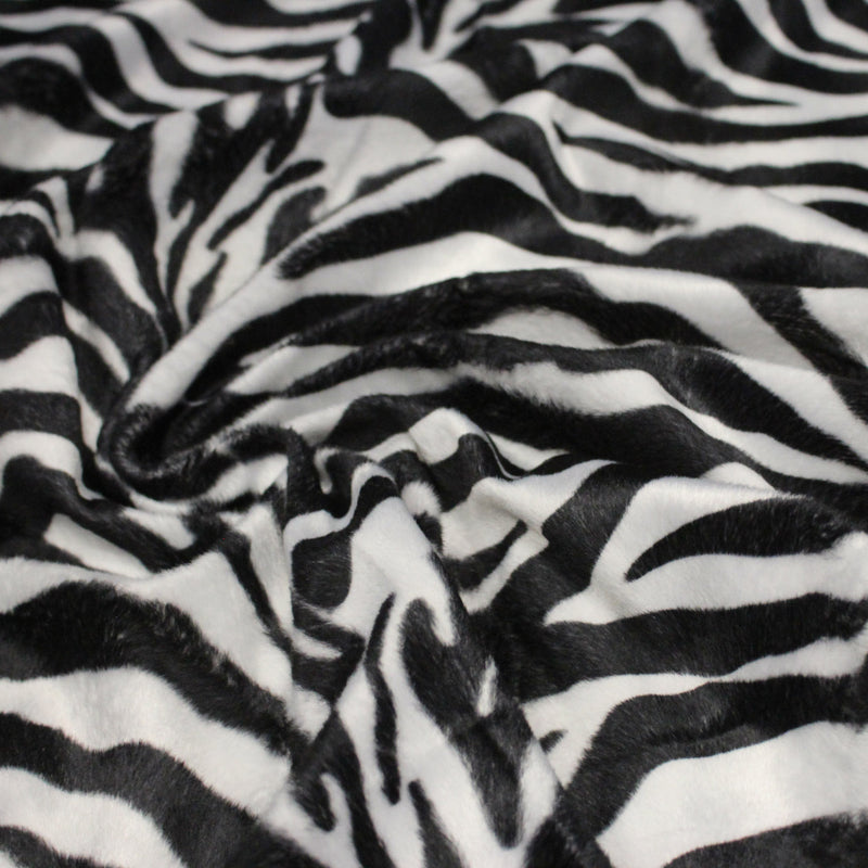Tissu Velours imprimé motif ZEBRE : noir & blanc cassé - TissusPapi.com
