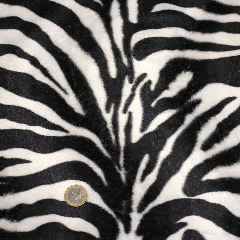 Tissu Velours imprimé motif ZEBRE : noir & blanc cassé - TissusPapi.com
