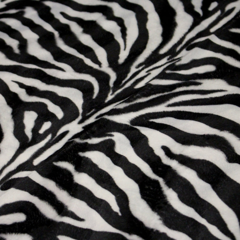Tissu Velours imprimé motif ZEBRE : noir & blanc cassé - TissusPapi.com