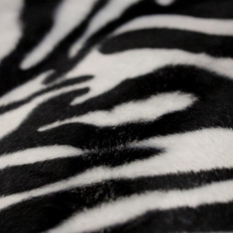 Tissu Velours imprimé motif ZEBRE : noir & blanc cassé - TissusPapi.com