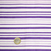 Tissu cotonnade aux rayures violettes, parme, blanches - TissusPapi.com