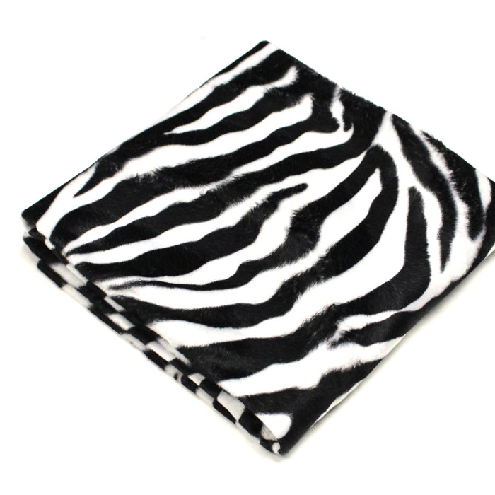 Tissu Velours imprimé motif ZEBRE : noir & blanc cassé