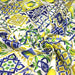 Tissu gabardine coton imprimée motif carreaux de faïence bleus et citrons jaunes - ON DESTOCKE ! - TissusPapi.com