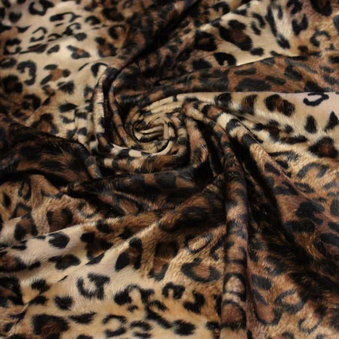 Tissu Velours imprimé motif LEOPARD aux couleurs fauves