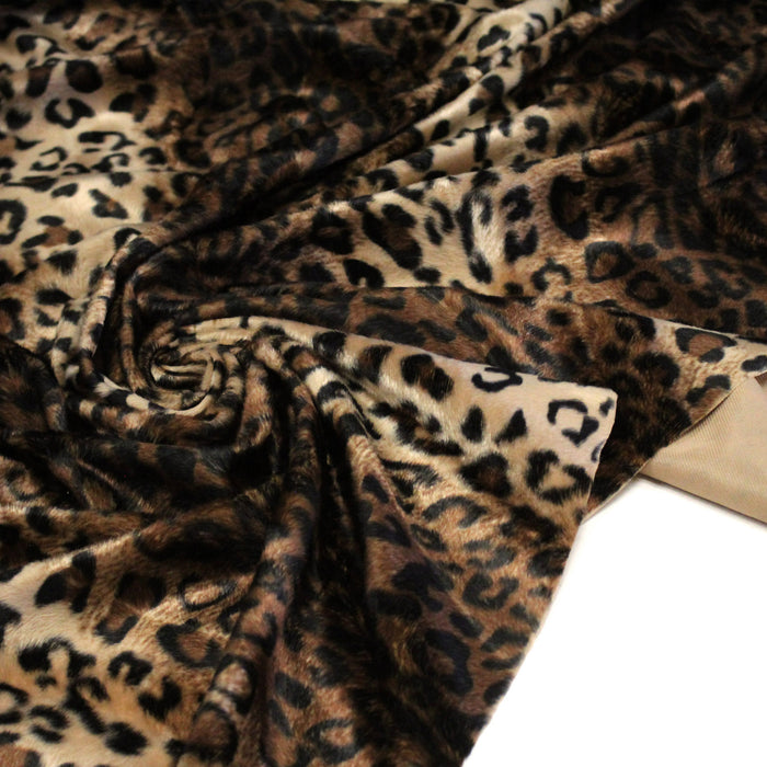 Tissu Velours imprimé motif LEOPARD aux couleurs fauves